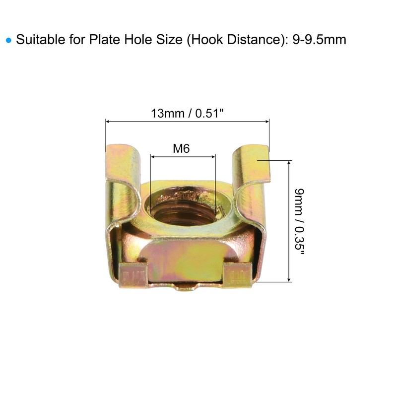 sourcing map M6 Cage Nuts for Server Rack Cabinet, Carbon