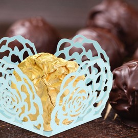 50pcs Chocolate Paper Cups - Truffle Wrappers -Chocolate Wrapper Cups Chocolate Wrapping Tray Chocolate Packing Paper Candy Wrapper Muffin Liners Rose Dessert Cup for Parties Shower Birthday Wedding