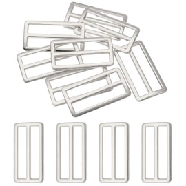 sourcing map 8pcs Flat Metal Slide Buckle, 1" Zinc Alloy Adjustable Buckles, Webbing Strap Fastener Tri Glide Adjuster Slider for Bags Backpack Purse Belts, Silver