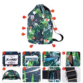 XEYOU Drawstring Sports Backpack Lightweight Gym Yoga Sackpack Shoulder Rucksack Casual Outdoor Daypack for Women and Men, Green Leaves and Red Flower, Large, Cycling