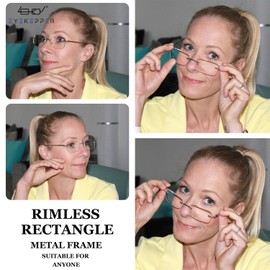 Eyekepper Rimless Metal Lightweight Reading Glasses 4-Pack Frameless Women Readers (Blue/Red/Purple/Gold)+0.00