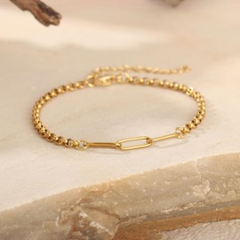 AULSIEY Friendship Bracelet for 3, Matching Bracelets for Best Friends Bestie, Paperclip Link Bracelet Friendship Gifts for Women Friends,Couples Bracelets Valentines Gift-(Golden 3pcs)