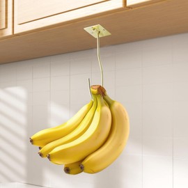 BJUTYEU Self-Adhesive Banana Hook, Grape Hook, Kitchen Banana Hanger, Keep Bananas Fresh Under The Cabinet, with Magnetic Absorption Storage Perfect Design 1 Pieces Golden