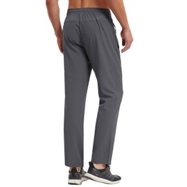 Forik Men's Hiking Pants Lightweight Workout Quick Dry Athletic Joggers Sweatpants with Zipper Pockets Elastic Waist Grey