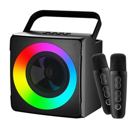 TodHeei Karaoke Machine for Kids Adults, Portable Bluetooth Karaoke Speaker with 2 Wireless Mics Karaoke Portable System with Colorful Lights, Ideal Gifts for Girls Boys Party