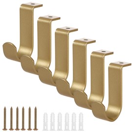 Sumnacon 6 Pcs Ceiling Mount Curtain Rod Brackets,Metal Single Curtain Rod Hanging Brackets for 5/8-1Inch Rods, Heavy Duty Rod Bracket for Living Room Bedroom Curtain Drapery Rod, Gold