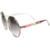 zeroUV Women's Fashion Floral Print Gradient Lens Oversize Round Sunglasses