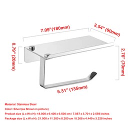INTSUPERMAI Toilet Paper Holder with Shelf Stainless Steel Wall Mount Toilet Paper Holder with Mobile Phone Storage