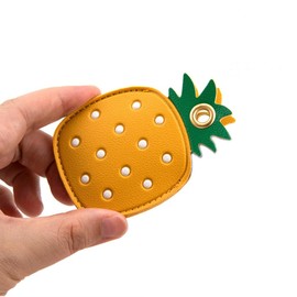 Leather Anti-Lost Keychain Case Cover for AirTags Tracker Holder, Pineapple Anti-Drop Scratch Cute AirTag Holder with Keychain Accessories for Women Kids Pets Backpacks (Pineapple)