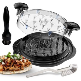 Chicken Shredder Tool – Large Chicken Breast Shredder and Grinder with Meat Tenderizer & Brush, Visible Chicken Shredder Twist for Pork, Beef & Chicken – Ergonomic BPA-Free Design (Black)