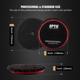 SPTA Microfiber Polishing Pad, 2Pcs 5Inch 125mm Pads Microfiber Cutting Disc Finishing Disc with Hook & Loop Backing for Car Buffer Polisher Cutting Buffing Waxing and Polishing