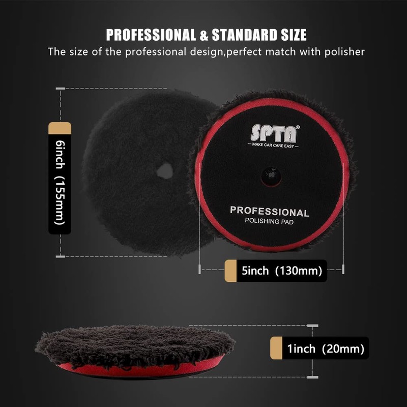 SPTA Microfiber Polishing Pad, 2Pcs 5Inch 125mm Pads Microfiber Cutting