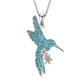 SCZKLAQ Hummingbird Necklace 925 Sterling Silver Turquoise Necklace Cute Bird Turquoise Jewelry for Women Hummingbird Gifts