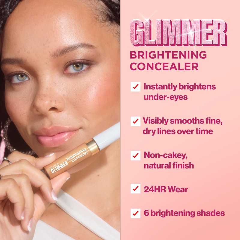Revlon Glimmer Brightening Concealer, Liquid Under Eye Makeup, Made with