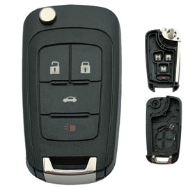 Replacement Key Fob Shell Case Fits for 2010-2019 Chevy Cruze Camaro Impala Equinox Malibu Sonic/GMC Terrain/Buick Lacrosse Regal Verano Encore Flip Key Pad Cover (4 Button-a)