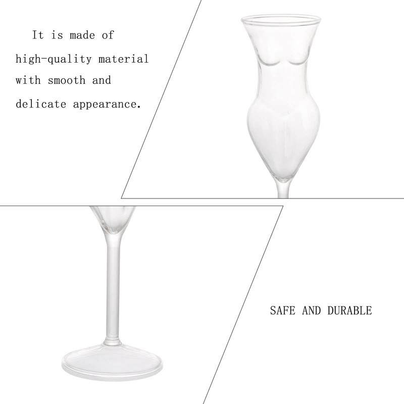 2Pcs Body Shaped Cocktail Glass Set, 6.09oz Clear Hand Blown