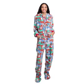Hooded Plush Footed Pajamas Onesie with Drop Seat for Men & Women