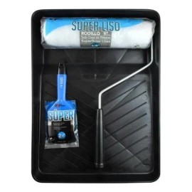 Kit Rodillo Pintar Super Liso 9'' 3 Piezas ByP Acrílico Látex