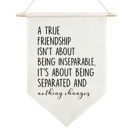 JMYROG A True Friendship isn't About Being Inseparabie Canvas Hanging Pennant Flag, Mental Health Therapy School Counselor Room Classroom Decor, Positive Emotional Gifts for Family Friend Coworker BFF