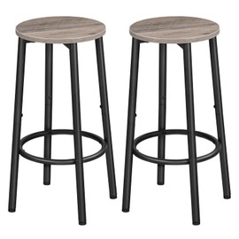 HOOBRO Bar Stools, Set of 2 Bar Chairs, Kitchen Round Height Stools with Footrest, Breakfast Bar Stools, Sturdy Steel Frame, for Dining Room, Kitchen, Party, Easy Assembly, Greige BG03BY01