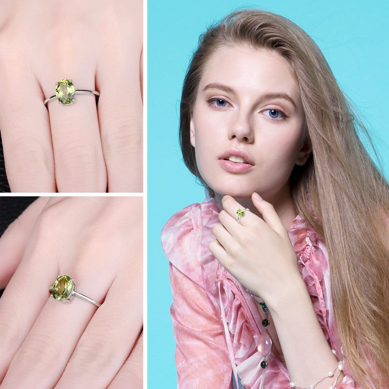 JewelryPalace Real Gemstone Garnet Citrine Peridot Blue Topaz Amethyst Rings,