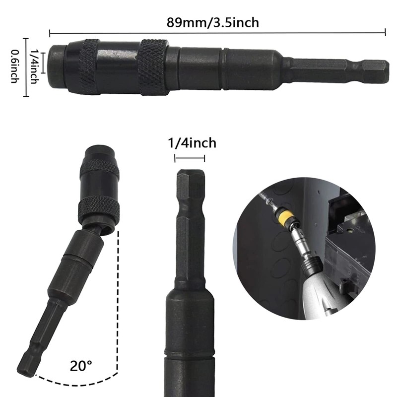 2Pcs Pivoting Bit Tip Holder - 1/4" Hex Quick Release