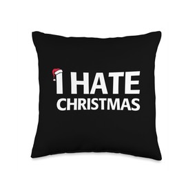 Grumpy Scrooge Grouch Christmas Gifts & T-Shirts I Hate Christmas Throw Pillow, 16x16, Multicolor