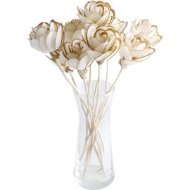ROYAL SAPPHIRE 10 Piece Gold Flower Reed Diffuser Sticks, Natural Rattan Wood Sticks Essential Oil Aroma Diffuser Sticks Refill Replacement for Aroma Fragrance (8 inches, Gold Head)