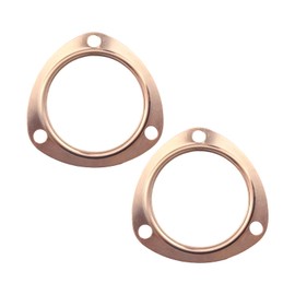 ZNDAW 2PCS 3" Exhaust Gaskets, Copper Header Collector Flange Gaskets Reusable Manifold Parts, Ultra Seal Triangle Exhaust Header Gasket for SBC BBC 302 350 454, Car Accessories