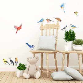 DECOWALL DS-8042 Little Bird (Small) Wall Sticker Decor Kindergarten Nursery Kids Room DIY Wall Decal Wall Art Sticker Boy Girl Children Bathroom Decor Vinyl Bedroom Teen Kids Wallpaper