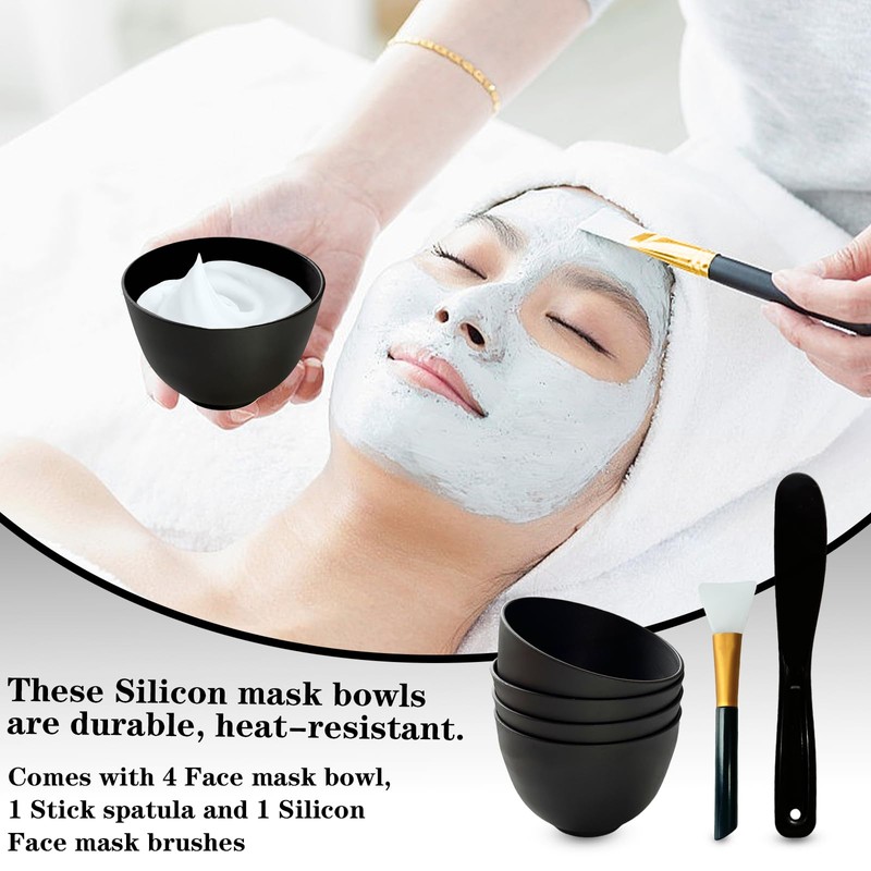 Bigwinyep 6Pcs Silicone Mixing Bowls, Silicone Bowls for Facials, DIY