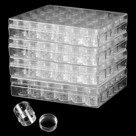 HAKZEON 4 Pack 30 Grids Diamond Painting Storage Box with Lids, Clear Embroidery Diamond Beads Storage Containers, for Jewelry Nail Art Accessories DIY Craft