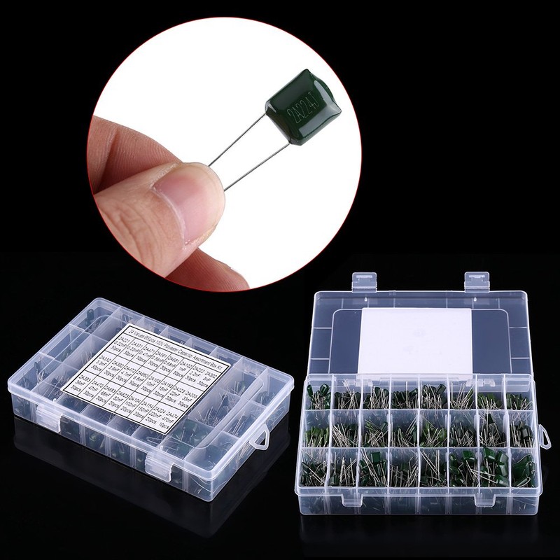 Polyester Capacitor, 660pcs 24Value Polyester Film Paper Capacitors Assortment Set