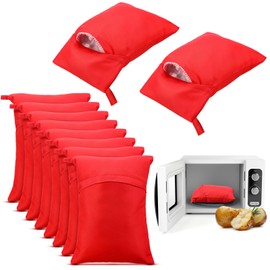 Reallnaive 10 Pcs Microwave Potato Bag Reusable Baked Potato Microwave Bag Baked Potato Pouch Time Saving Microwave Potato Cooker Bag for Roasted Potatoes Sweet Potatoes Yam Corn, Red