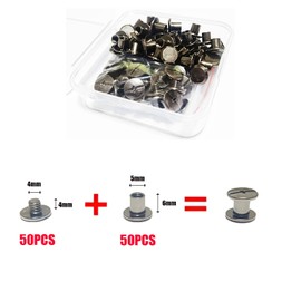 JXPXJMY 50 PCS Chicago Screw Set, Carbon Steel Binding Rivets for Books Leather Ledgers Travel Cases (Glossy black, M5*6)