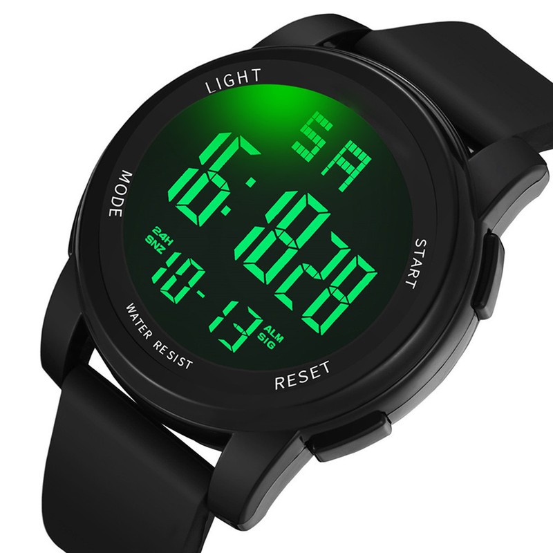 Digital Sports Watch Glass Waterproof Luminous Backlight Digital Watch with