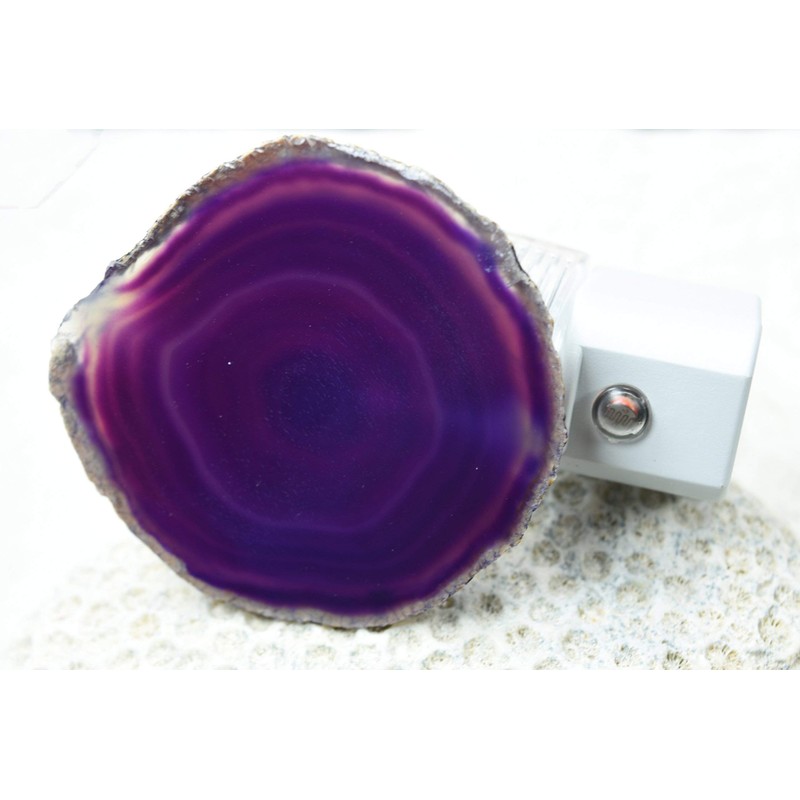 Purple Agate Slice LED Night Light with Auto Sensor -