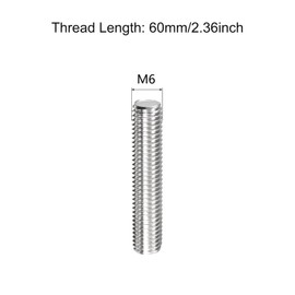 TOP-VIGOR 10Pcs M6 x 60mm Fully Threaded Rod, 304 Stainless Steel Right Hand Threads Rods, Fully Studding Rod Bar for Anchor Bolts, Clamps, Hangers and U-Bolts