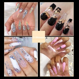 U-Shinein Nail Tip, Clear, Ultra Thin, Short Nail Tip, Transparent, Short Nail Tip, Summer, Long, 12 Sizes, 96 Pieces, Nail Tip, Very Short, Sanded (4 Shapes)