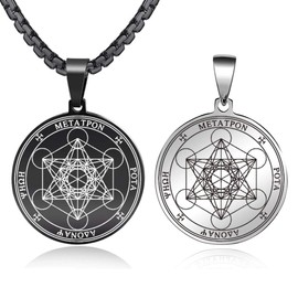FLYUN Metatron’s Cube Pendant for Men Seals of Archangel Angel Necklace Talisman Jewelry Metatron Necklaces (Metatron Amulet)