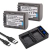 2-Pack NP-FP50 Battery with Dual Charger for Sony NP-FP30 NP-FP60