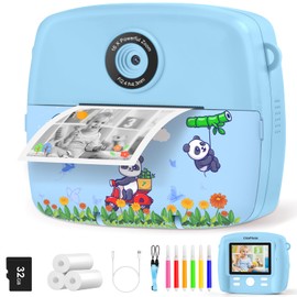 CNAPXAIA Instant Print Camera for Kids, 2.4" Kids Instant Camera with Ink-free Print & 32GB Card, Birthday Gifts for Girls and Boys Age 3 to12 Year Old (Blue)
