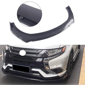 4Pcs Universal Front Bumper Lip Glossy Black Carbon Fiber Round Corner Double Layer Adjustable Chin Spoiler Splitter Diffuser Protector Body Kits