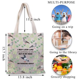 BDPWSS Pigeon Tote Bag Pigeon Lover Gift I Might Look Like Listening To You But In My Head I'm Thinking About Pigeons Gift (My Head Pigeon TGCA)