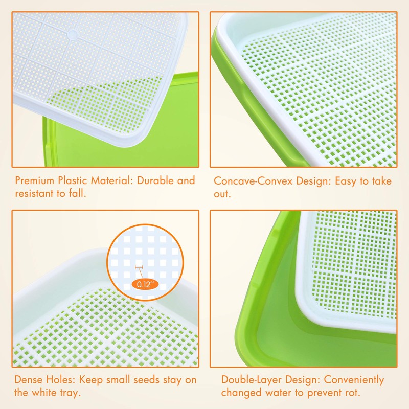 Gardzen 5-Pack Sprouts Growing Kit, Bean Sprouts Tray, Soil-Free Sprouting
