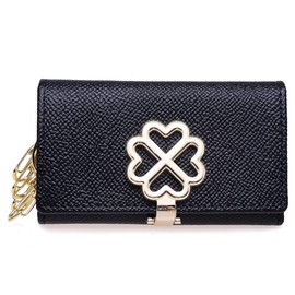 Bellis Perennis Leather Storage Key Case, Popular with Ladies, with Cute Gift Case, black (black 19-3911tcx), 長さ10cm*幅3cm*高さ6cm