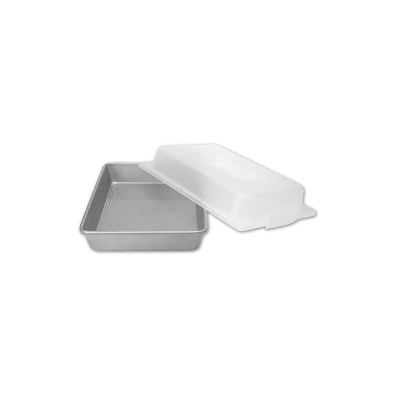 USA Pan 1117RCLD-ST-1 Bakeware Nonstick Rectangular Pan with Lid, 9x13-Inches,White