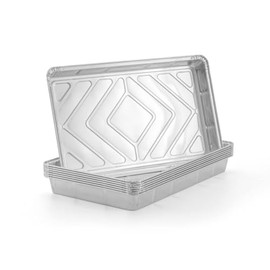 10 x Aluminium Foil Baking Trays – 32cm x 20cm x 3.3cm – Disposable Oven & Freezer Safe Foil Food Containers for Cooking, Roasting, Baking, Meal Prep & Catering