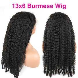CHEETAHBEAUTY 250% Density Burmese Curly Human Hair Wig with Spiral End 13x6 HD Lace Front Wigs Human Hair Curly Wigs for Black Women Pre Plucked with Baby Hair Natural Black 18Inch