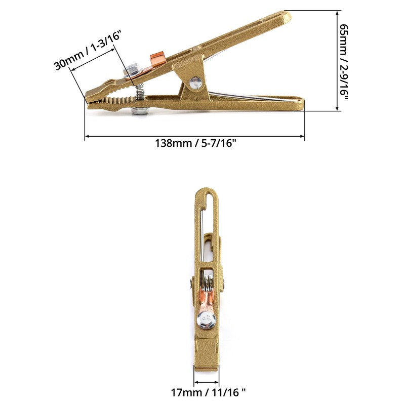 QWORK Brass A-Shape Earth Clamps, 2 Pack 260A Ground Welding